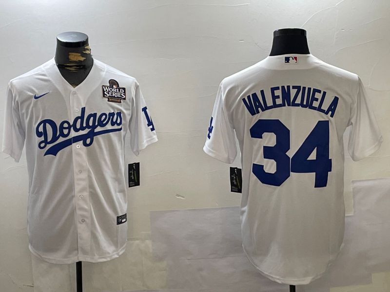 Men Los Angeles Dodgers #34 Valenzuela White Game 2024 Nike MLB Jersey style 11205